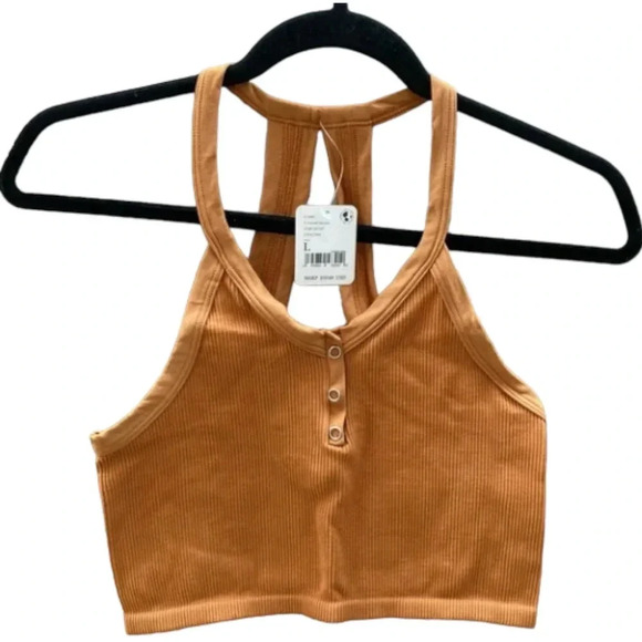 Free People Movement Free Throw Henley - Toasted Coconut - Size L - Picture 4 of 4